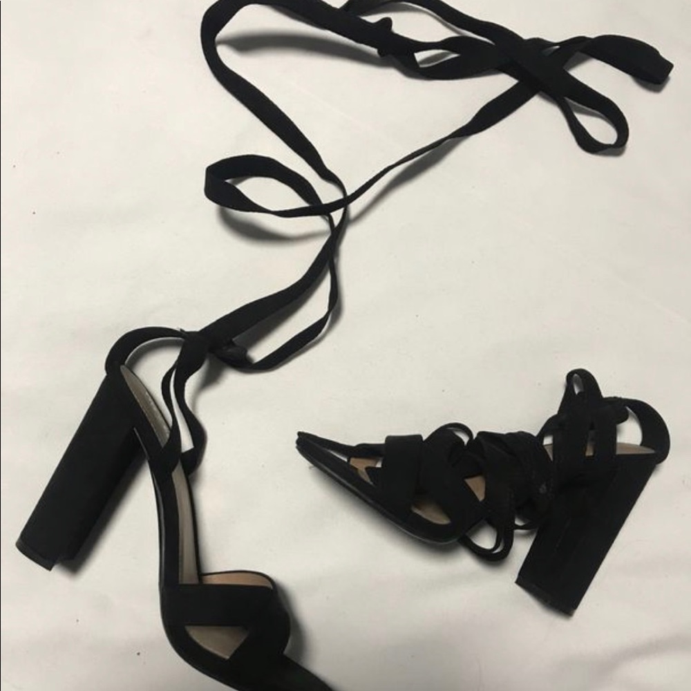 Lace up black heels